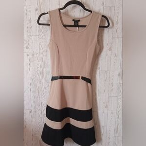 5th & Love Tan and Black Sleeveless Belted Dress Women's Size M NWT